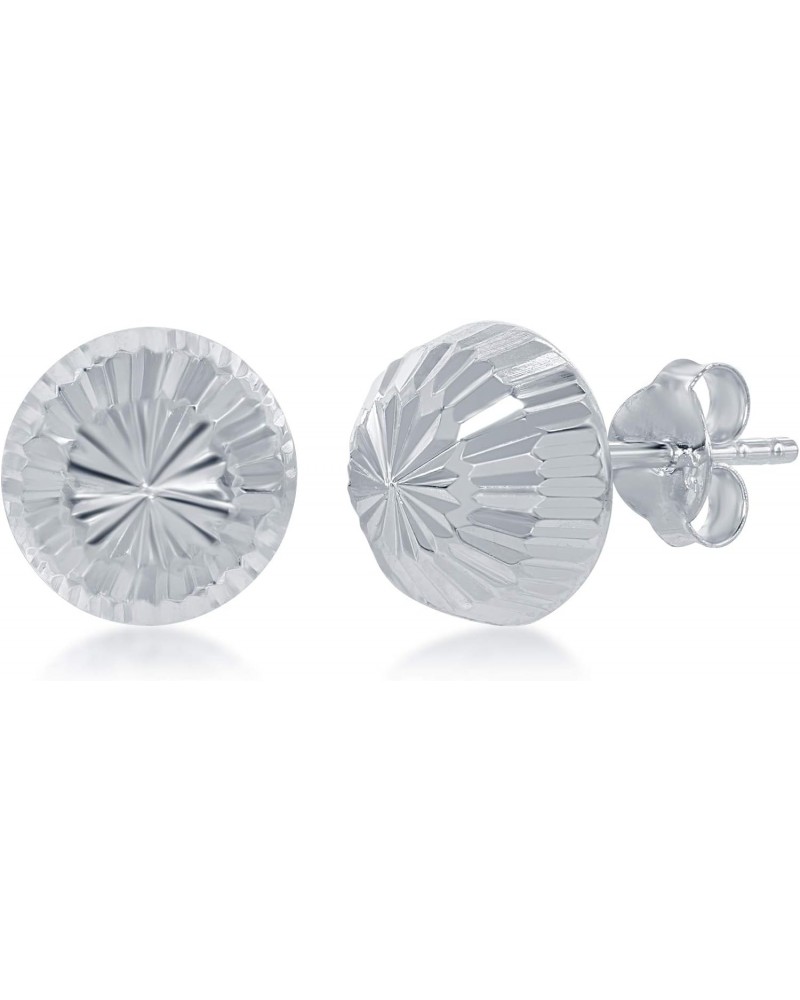 Sterling Silver Italian Diamond-Cut Half Bead Stud Earrings $13.96 Earrings