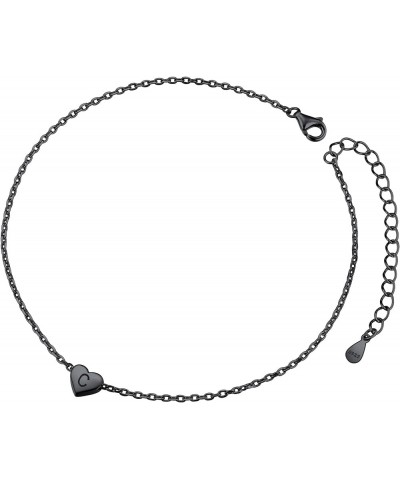 Women 26 Initial Anklet/Bracelet, Black in 925 Sterling Silver-Send Gift Box C anklet $7.50 Anklets