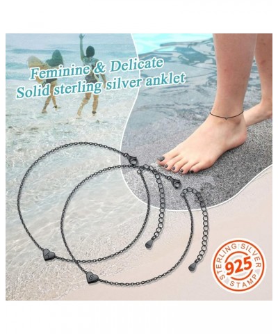 Women 26 Initial Anklet/Bracelet, Black in 925 Sterling Silver-Send Gift Box C anklet $7.50 Anklets