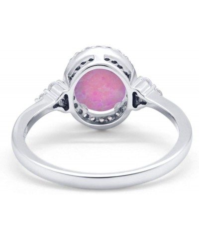 Halo Art Deco Oval Wedding Engagement Ring Cubic Zirconia 925 Sterling Silver Lab Created Pink Opal $11.48 Rings