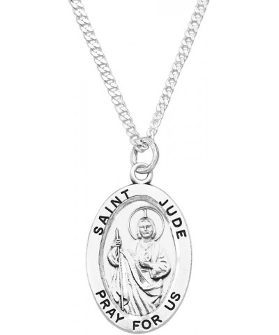 Sterling Silver Saint Medal Pendant And Curb Chain Necklace, 24 Saint Jude $44.82 Necklaces