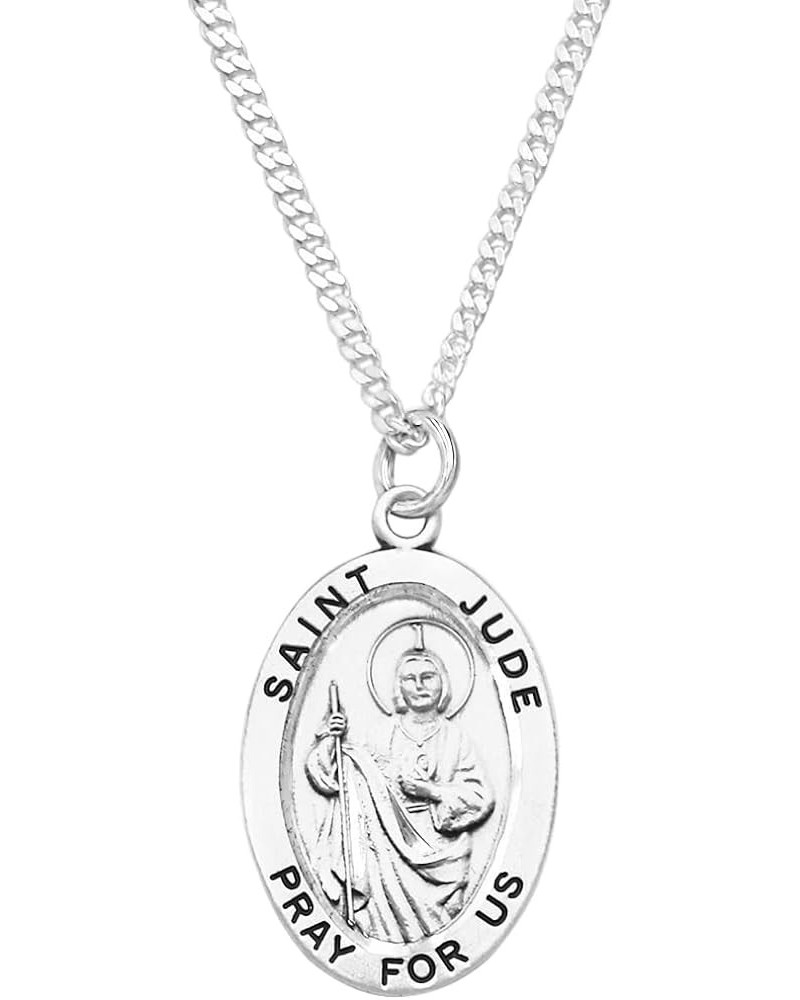 Sterling Silver Saint Medal Pendant And Curb Chain Necklace, 24 Saint Jude $44.82 Necklaces