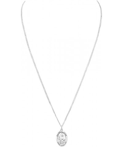 Sterling Silver Saint Medal Pendant And Curb Chain Necklace, 24 Saint Jude $44.82 Necklaces