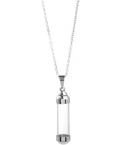 925 Sterling Silver Blood Vial Necklace For Women and Men - Glass Vial Pendant Necklace Perfume Bottle Necklace - Water Conta...