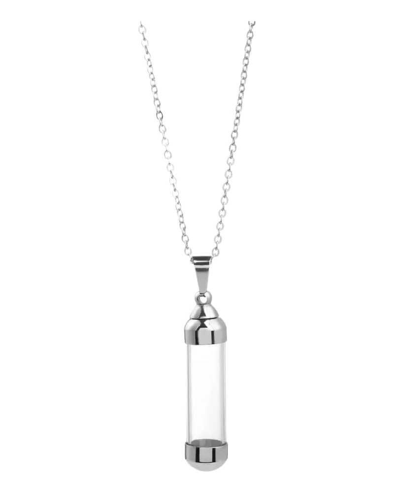 925 Sterling Silver Blood Vial Necklace For Women and Men - Glass Vial Pendant Necklace Perfume Bottle Necklace - Water Conta...