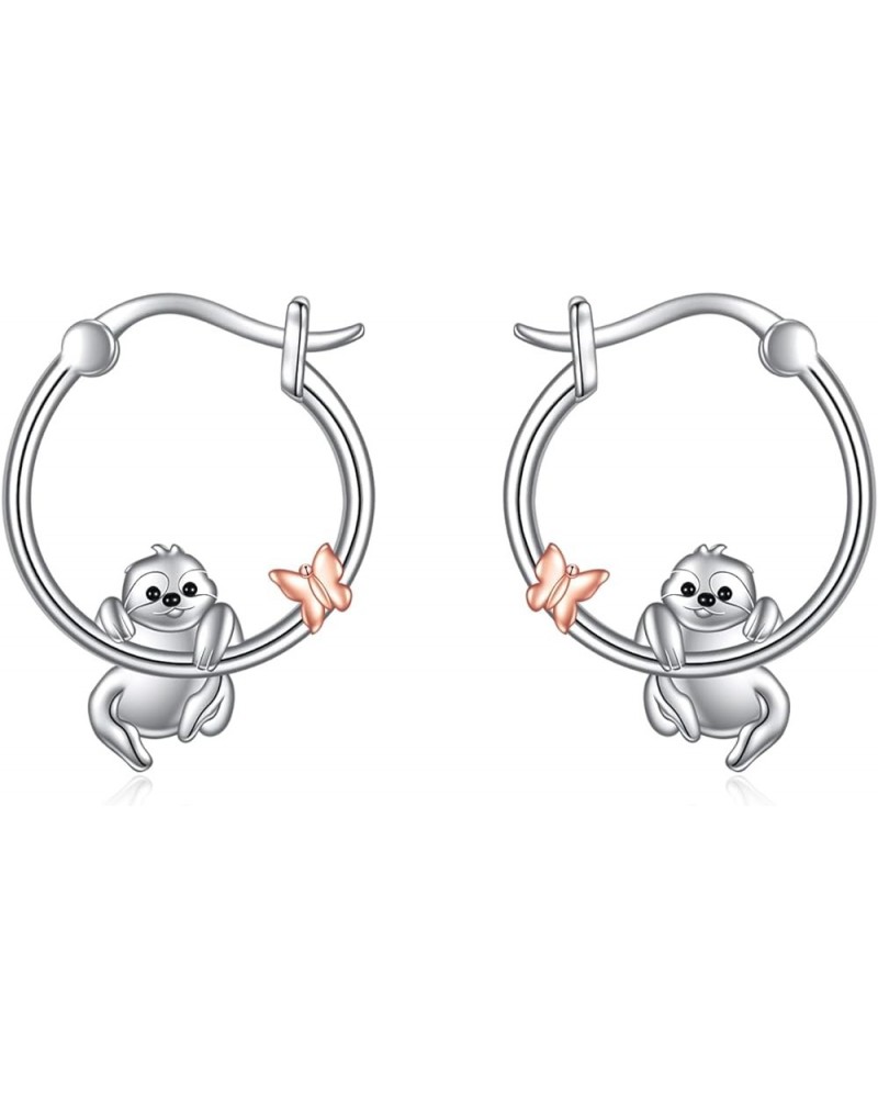 Panda Dinosaur Koala Hedgehog Earrings Sterling Silver Animal Hoop Earrings Panda Jewelry For Women Girls Gifts For Panda Lov...