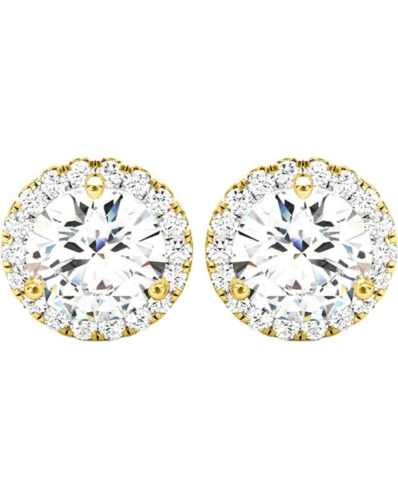 1-5 Carat Round Halo Diamond Earrings 14K Gold Value Collection Screw Back 1.51 Carat 14K Yellow Gold $536.01 Earrings