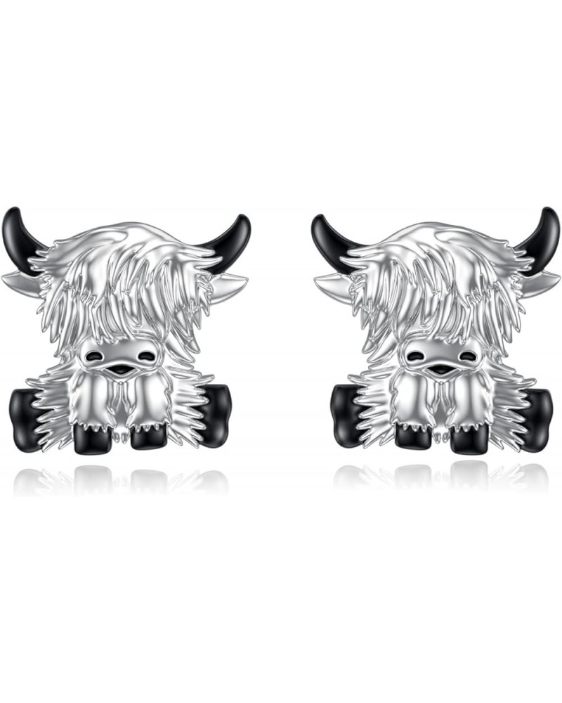 Highland Cow Earrings Sterling Silver Scottish Highland Cow Stud Earrings Jewelry Gifts for Women Girls Highland Cow B $17.39...