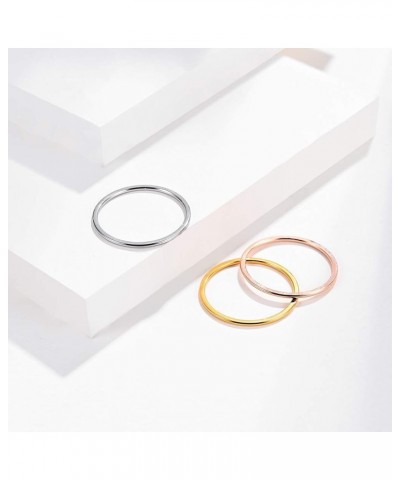 8pcs 1MM Thin Stainless Steel Knuckle Midi Stacking Rings for Women Girls Plain Band Comfort Fit Dome - Silver 8pcs(size 3 to...