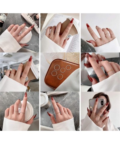 8pcs 1MM Thin Stainless Steel Knuckle Midi Stacking Rings for Women Girls Plain Band Comfort Fit Dome - Silver 8pcs(size 3 to...