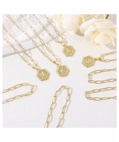 Dainty Layered Initial Necklaces Bracelets Set for Women Trendy, Christmas Gifts for Women 14K Gold Plated Paperclip Chain Ne...