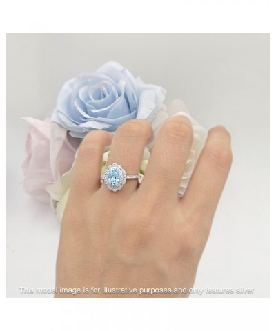 Floral Art Deco Oval Shape Vintage Style Halo Wedding Engagement Ring Cubic Zirconia 925 Sterling Silver Simulated Aquamarine...