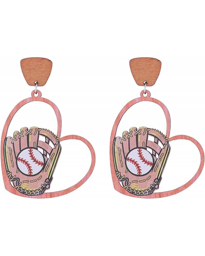 Retro Baseball Wooden Dangle Earrings Dainty Sports Ball Lover Earrings for Women Girls Jewelry K $4.50 Earrings