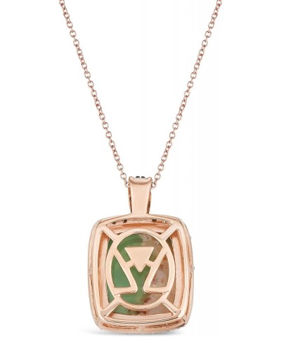 4 2/3 Carat Cushion Shape Green Aquaprase Rectangle Halo Pendant Necklace for Women in 14k Rose Gold Plated 925 Sterling Silv...