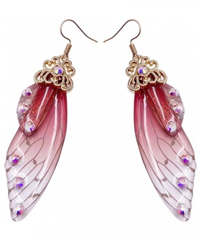 lquuo Butterfly Wings Simulated Crystal Rhinestone Long Dangle Hook Earring Dragonfly Wing Earrings for Summer Wedding Party ...