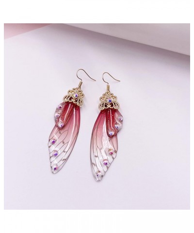 lquuo Butterfly Wings Simulated Crystal Rhinestone Long Dangle Hook Earring Dragonfly Wing Earrings for Summer Wedding Party ...