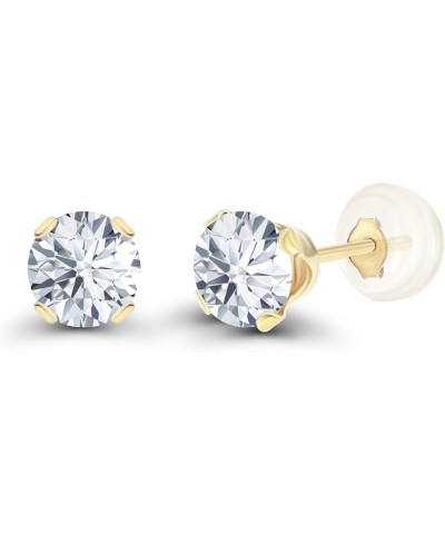 Solid 10K Yellow, White or Rose Gold 4mm Round Genuine Gemstone Birthstone Stud Earrings White Topaz Yellow Gold $19.24 Earrings