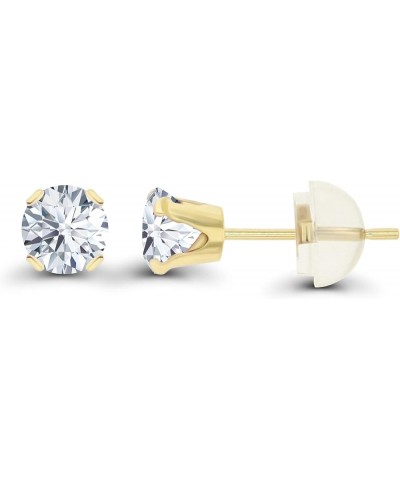 Solid 10K Yellow, White or Rose Gold 4mm Round Genuine Gemstone Birthstone Stud Earrings White Topaz Yellow Gold $19.24 Earrings