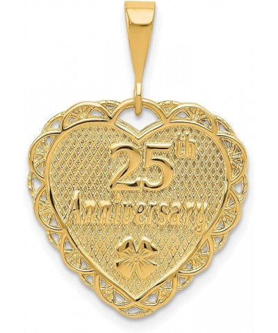 Our Love Grows Stronger Every Year Words on Heart Shaped Milestone Anniversary Pendant in Real 14k Yellow or White Gold 25th/...