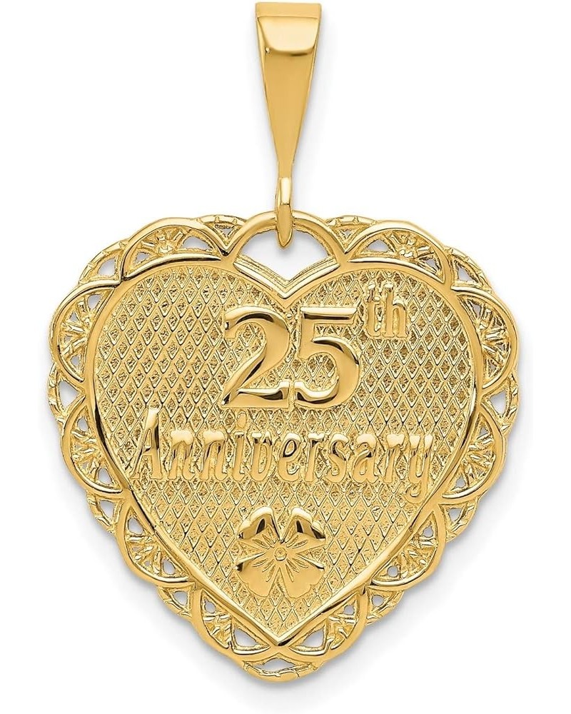 Our Love Grows Stronger Every Year Words on Heart Shaped Milestone Anniversary Pendant in Real 14k Yellow or White Gold 25th/...