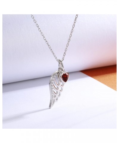 Birthstone Wing Necklace 925 Sterling Silver Guardian Angel Wing Feather Pendant Necklace Jewelry Gift for Women Girls Januar...