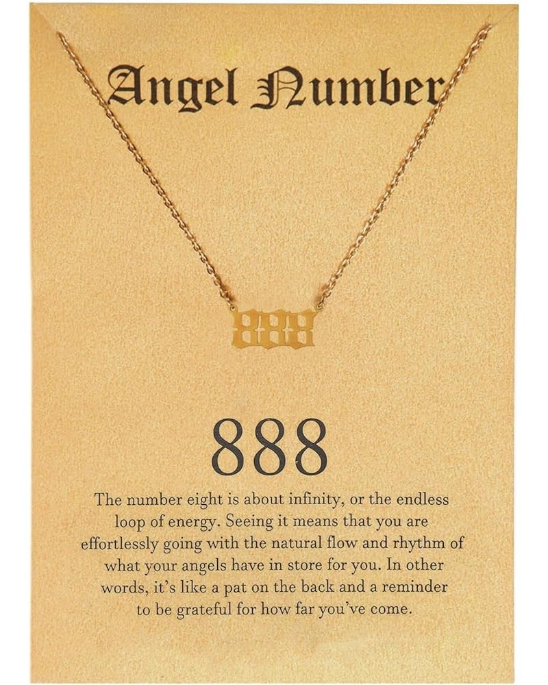 Old English Angel Number Choker Necklace for Women 111 222 333 444 555 666 777 888 999 Pendant Necklace Numerology Lucky Jewe...