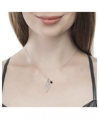 Birthstone Wing Necklace 925 Sterling Silver Guardian Angel Wing Feather Pendant Necklace Jewelry Gift for Women Girls Januar...