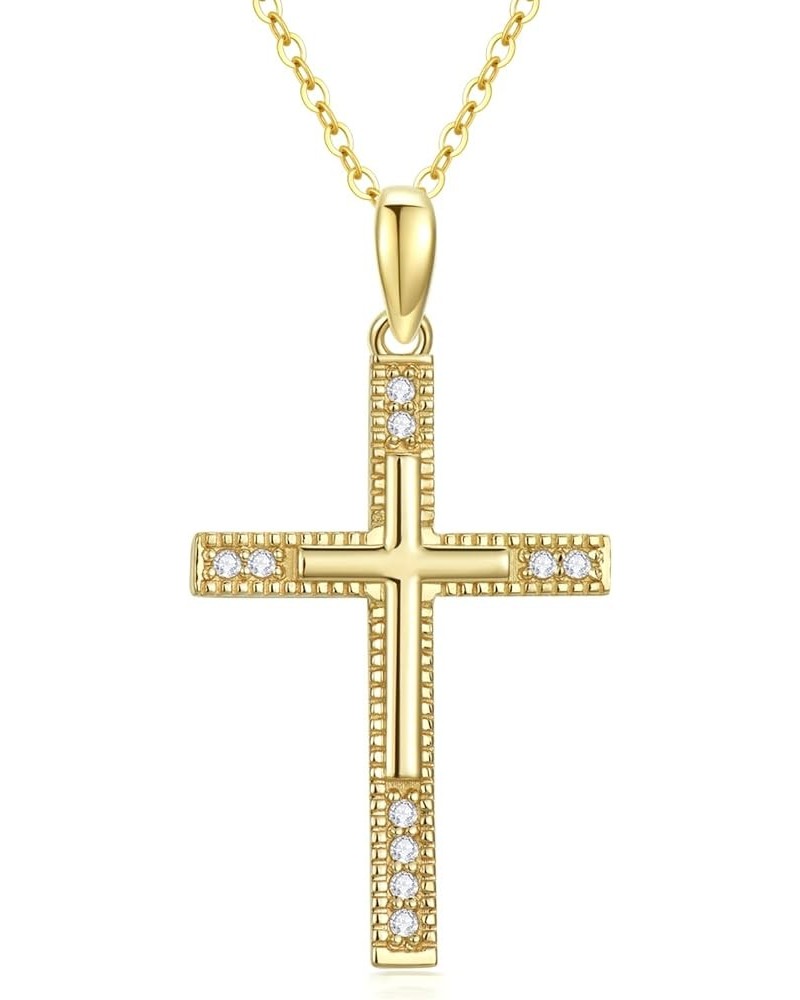 14K Gold Cross Necklace for Women, Real Yellow Gold Filigree Pommy Cross Pendant Necklace, Religion Jewelry for Girls Ladies ...