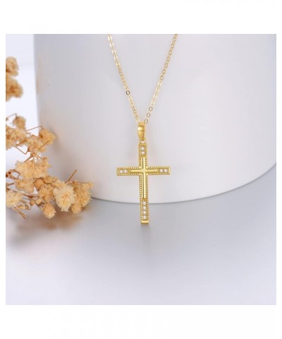 14K Gold Cross Necklace for Women, Real Yellow Gold Filigree Pommy Cross Pendant Necklace, Religion Jewelry for Girls Ladies ...