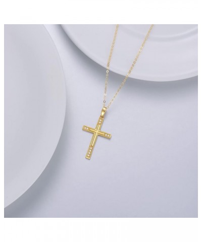 14K Gold Cross Necklace for Women, Real Yellow Gold Filigree Pommy Cross Pendant Necklace, Religion Jewelry for Girls Ladies ...