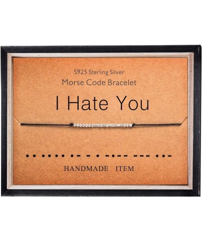 I Hate You Bracelet Morse Code Jewelry Gift for Her 925 Sterling Silver Bead on Silk Cord Bracelet Inspirational Jewelry for ...