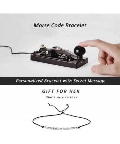 I Hate You Bracelet Morse Code Jewelry Gift for Her 925 Sterling Silver Bead on Silk Cord Bracelet Inspirational Jewelry for ...