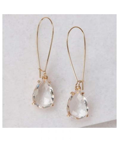 Crystal Earrings for Women - Long Teardrop Threader Earrings for Women, Casual or Bridal Statement Earrings Clear - Gold $11....