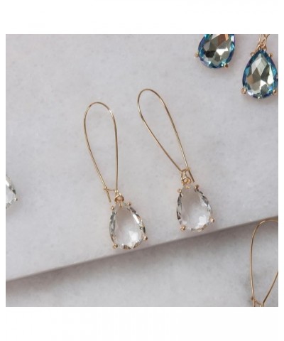 Crystal Earrings for Women - Long Teardrop Threader Earrings for Women, Casual or Bridal Statement Earrings Clear - Gold $11....