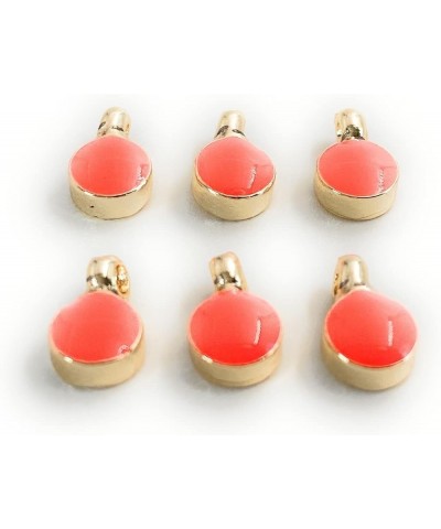 Uniqueen 24Kt Gold Plated Brass Enameled Round Charm Pendant Craft Embellishments DIY Handmade Crafts Orange $4.69 Bracelets