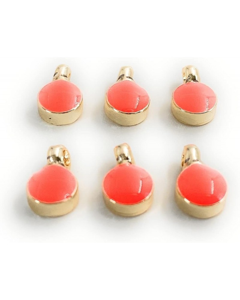 Uniqueen 24Kt Gold Plated Brass Enameled Round Charm Pendant Craft Embellishments DIY Handmade Crafts Orange $4.69 Bracelets