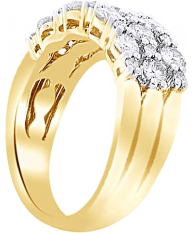 Round Cut Cubic Zirconia Three Row Anniversary Band Ring in 14k Gold Over Sterling Silver (1.46 Cttw) Yellow-gold-plated-silv...