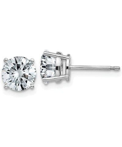 14K White Gold 1.25ct. 5.5mm Round Moissanite 4-Prong Basket Post Earring 6.0 Millimeters Pure Light $141.18 Earrings