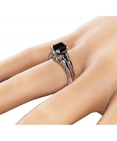 Awmnjtmgpw Eternal 925 Sterling Silver Black Tourmaline Ring cocktail ring square cut diamond ring women's Retro diamond ring...