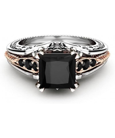 Awmnjtmgpw Eternal 925 Sterling Silver Black Tourmaline Ring cocktail ring square cut diamond ring women's Retro diamond ring...