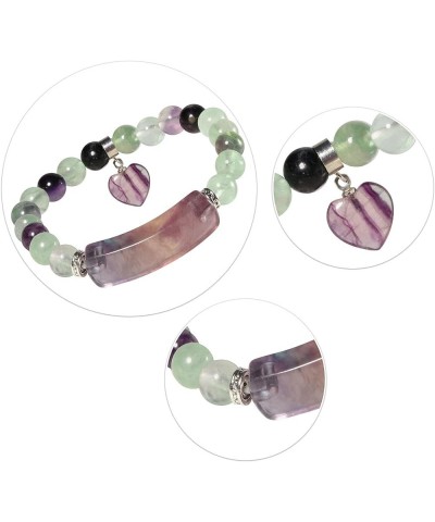 8MM Stretch Bracelets for Unisex, Healing Stone Bracelet with Dangle Heart Charm 7 fluorite crystal $11.33 Bracelets