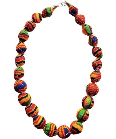 African Necklace wrapped in Kente Print Fabric $16.17 Necklaces