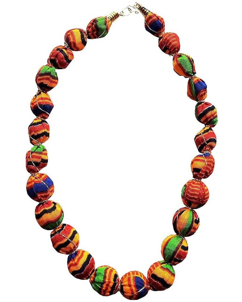 African Necklace wrapped in Kente Print Fabric $16.17 Necklaces