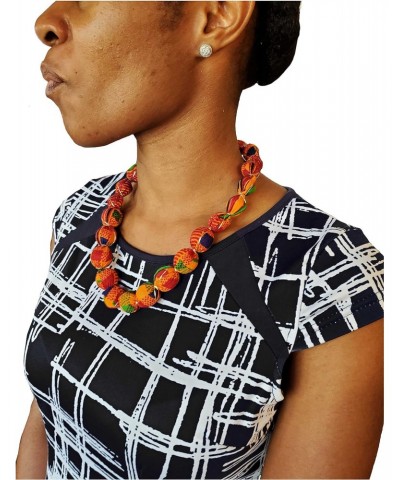 African Necklace wrapped in Kente Print Fabric $16.17 Necklaces