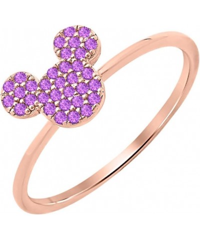 Glittering Mickey Mouse Gemstones 14k Rose Gold Over Sterling Silver Simple Engagement Ring For Womens Created Amethyst $28.0...