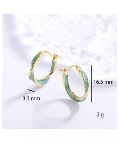 S925 Sterling Silver Small Two-tone Enamel Twisted Click-Top earrings Mobius Strip Geometrical Huggie Hoop Earring for Women ...