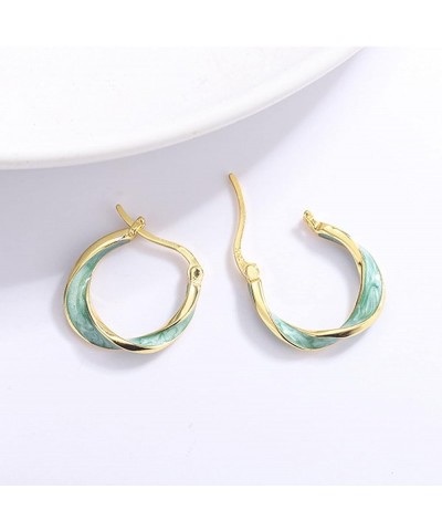 S925 Sterling Silver Small Two-tone Enamel Twisted Click-Top earrings Mobius Strip Geometrical Huggie Hoop Earring for Women ...