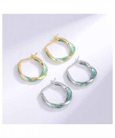 S925 Sterling Silver Small Two-tone Enamel Twisted Click-Top earrings Mobius Strip Geometrical Huggie Hoop Earring for Women ...