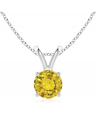 Natural Yellow Sapphire Solitaire Pendant Necklace for Women, Girls in 14K Solid Gold/Platinum/Sterling Silver | September Bi...