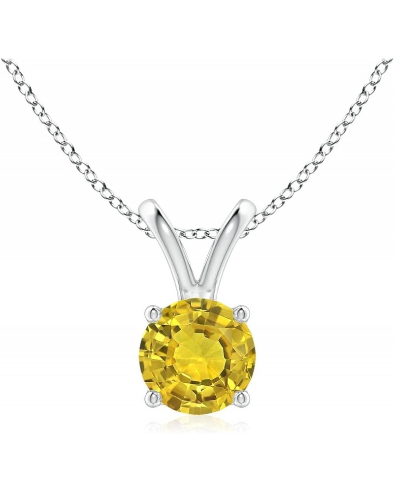 Natural Yellow Sapphire Solitaire Pendant Necklace for Women, Girls in 14K Solid Gold/Platinum/Sterling Silver | September Bi...